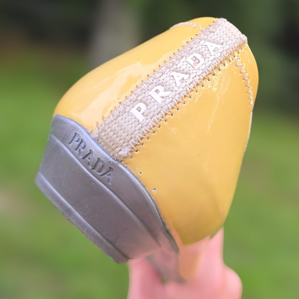 Prada Yellow Flats Silver Buckle Super Cute Bright Classic Shoes Haute Couture